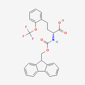 molecular formula C26H22F3NO5 B3227079 Benzenebutanoic acid, alpha-[[(9H-fluoren-9-ylmethoxy)carbonyl]amino]-2-(trifluoromethoxy)-, (alphaR)- CAS No. 1260594-46-4