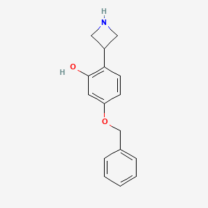 molecular formula C16H17NO2 B3227127 Phenol, 2-(3-azetidinyl)-5-(phenylmethoxy)- CAS No. 1260642-77-0