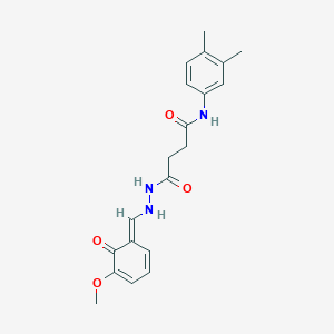N-(3,4-dimethylphenyl)-4-[2-[(E)-(5-methoxy-6-oxocyclohexa-2,4-dien-1-ylidene)methyl]hydrazinyl]-4-oxobutanamide