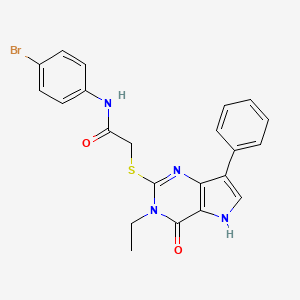 molecular formula C22H19BrN4O2S B3227381 N-(4-bromophenyl)-2-[(3-ethyl-4-oxo-7-phenyl-4,5-dihydro-3H-pyrrolo[3,2-d]pyrimidin-2-yl)sulfanyl]acetamide CAS No. 1260988-22-4