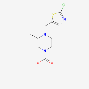 molecular formula C14H22ClN3O2S B3227422 tert-Butyl 4-((2-chlorothiazol-5-yl)methyl)-3-methylpiperazine-1-carboxylate CAS No. 1261229-57-5