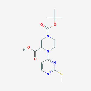 molecular formula C15H22N4O4S B3227446 4-(tert-Butoxycarbonyl)-1-(2-(methylthio)pyrimidin-4-yl)piperazine-2-carboxylic acid CAS No. 1261229-73-5