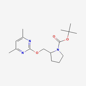 molecular formula C16H25N3O3 B3227467 2-(4,6-Dimethyl-pyrimidin-2-yloxymethyl)-pyrrolidine-1-carboxylic acid tert-butyl ester CAS No. 1261229-94-0