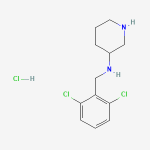 molecular formula C12H17Cl3N2 B3227506 (2,6-Dichloro-benzyl)-piperidin-3-yl-amine hydrochloride CAS No. 1261230-61-8