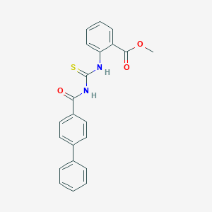 molecular formula C22H18N2O3S B322751 Methyl 2-{[(biphenyl-4-ylcarbonyl)carbamothioyl]amino}benzoate 