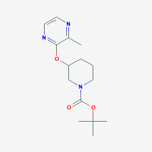 molecular formula C15H23N3O3 B3227562 3-(3-Methyl-pyrazin-2-yloxy)-piperidine-1-carboxylic acid tert-butyl ester CAS No. 1261230-88-9