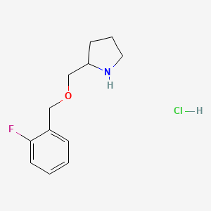 molecular formula C12H17ClFNO B3227569 2-(2-Fluoro-benzyloxymethyl)-pyrrolidine hydrochloride CAS No. 1261230-89-0