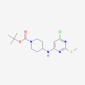 molecular formula C15H23ClN4O2S B3227574 tert-Butyl 4-((6-chloro-2-(methylthio)pyrimidin-4-yl)amino)piperidine-1-carboxylate CAS No. 1261231-07-5