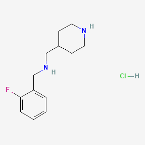 molecular formula C13H20ClFN2 B3227614 (2-Fluoro-benzyl)-piperidin-4-ylmethyl-amine hydrochloride CAS No. 1261231-62-2