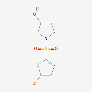 molecular formula C8H10BrNO3S2 B3227629 1-(5-Bromo-thiophene-2-sulfonyl)-pyrrolidin-3-ol CAS No. 1261231-73-5