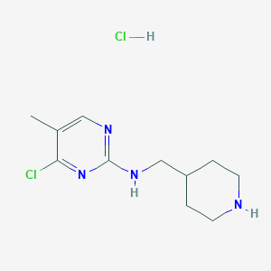 molecular formula C11H18Cl2N4 B3227684 (4-Chloro-5-methyl-pyrimidin-2-yl)-piperidin-4-ylmethyl-amine hydrochloride CAS No. 1261232-07-8