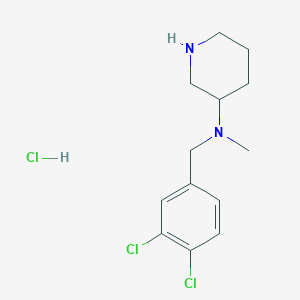 molecular formula C13H19Cl3N2 B3227690 (3,4-Dichloro-benzyl)-methyl-piperidin-3-yl-amine hydrochloride CAS No. 1261232-13-6