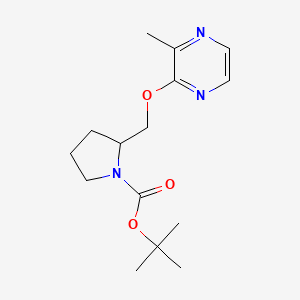 molecular formula C15H23N3O3 B3227749 tert-Butyl 2-(((3-methylpyrazin-2-yl)oxy)methyl)pyrrolidine-1-carboxylate CAS No. 1261232-76-1
