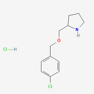 molecular formula C12H17Cl2NO B3227761 2-(4-Chloro-benzyloxymethyl)-pyrrolidine hydrochloride CAS No. 1261232-79-4