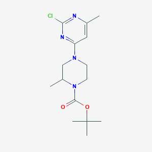 molecular formula C15H23ClN4O2 B3227803 Tert-butyl 4-(2-chloro-6-methylpyrimidin-4-yl)-2-methylpiperazine-1-carboxylate CAS No. 1261233-45-7