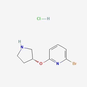 molecular formula C9H12BrClN2O B3227818 2-Bromo-6-((R)-pyrrolidin-3-yloxy)-pyridine hydrochloride CAS No. 1261233-69-5