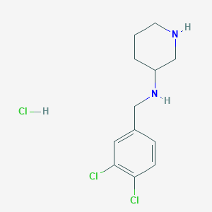 molecular formula C12H17Cl3N2 B3227819 (3,4-Dichloro-benzyl)-piperidin-3-yl-amine hydrochloride CAS No. 1261233-74-2