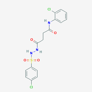 molecular formula C16H15Cl2N3O4S B322782 N-(2-chlorophenyl)-4-{2-[(4-chlorophenyl)sulfonyl]hydrazino}-4-oxobutanamide 