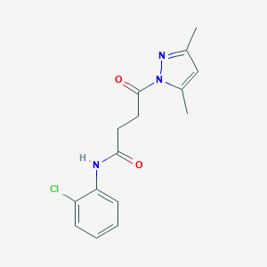 molecular formula C15H16ClN3O2 B322785 N-(2-chlorophenyl)-4-(3,5-dimethyl-1H-pyrazol-1-yl)-4-oxobutanamide 