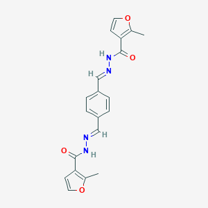 molecular formula C20H18N4O4 B322786 N',N''-[benzene-1,4-diyldi(E)methylylidene]bis(2-methylfuran-3-carbohydrazide) 