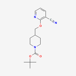 molecular formula C17H23N3O3 B3227868 4-(3-Cyano-pyridin-2-yloxymethyl)-piperidine-1-carboxylic acid tert-butyl ester CAS No. 1261233-95-7
