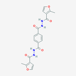 molecular formula C20H18N4O6 B322787 N'~1~,N'~4~-bis[(2-methylfuran-3-yl)carbonyl]benzene-1,4-dicarbohydrazide 