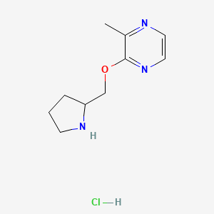molecular formula C10H16ClN3O B3227884 2-Methyl-3-(pyrrolidin-2-ylmethoxy)pyrazine hydrochloride CAS No. 1261234-03-0