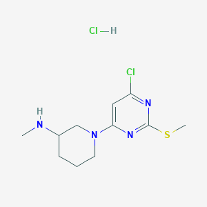 molecular formula C11H18Cl2N4S B3227907 [1-(6-Chloro-2-methylsulfanyl-pyrimidin-4-yl)-piperidin-3-yl]-methyl-amine hydrochloride CAS No. 1261234-34-7