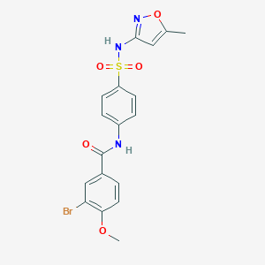 molecular formula C18H16BrN3O5S B322792 3-bromo-4-methoxy-N-(4-{[(5-methyl-3-isoxazolyl)amino]sulfonyl}phenyl)benzamide CAS No. 6652-24-0