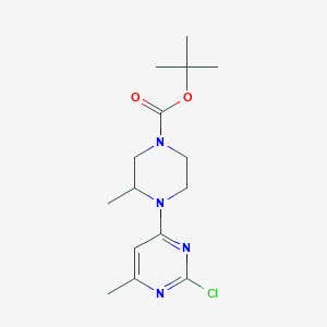 molecular formula C15H23ClN4O2 B3227980 4-(2-Chloro-6-methyl-pyrimidin-4-yl)-3-methyl-piperazine-1-carboxylic acid tert-butyl ester CAS No. 1261235-51-1
