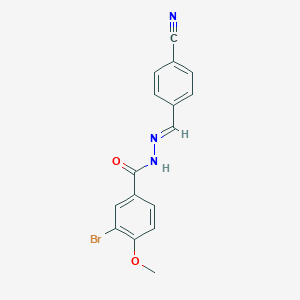 molecular formula C16H12BrN3O2 B322803 3-bromo-N'-(4-cyanobenzylidene)-4-methoxybenzohydrazide 