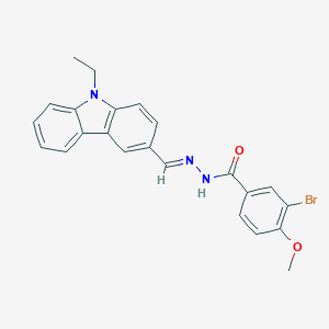 molecular formula C23H20BrN3O2 B322804 3-bromo-N'-[(9-ethyl-9H-carbazol-3-yl)methylene]-4-methoxybenzohydrazide 