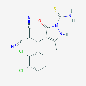 molecular formula C15H11Cl2N5OS B322805 4-[2,2-dicyano-1-(2,3-dichlorophenyl)ethyl]-5-hydroxy-3-methyl-1H-pyrazole-1-carbothioamide 