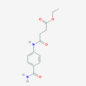 molecular formula C13H16N2O4 B322816 Ethyl 4-[4-(aminocarbonyl)anilino]-4-oxobutanoate 