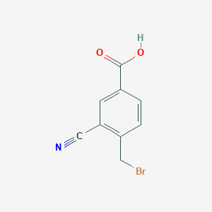 molecular formula C9H6BrNO2 B3228208 4-(Bromomethyl)-3-cyanobenzoic acid CAS No. 1261877-98-8