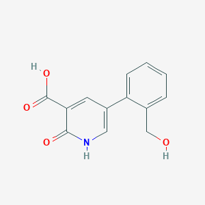 molecular formula C13H11NO4 B3228223 2-Hydroxy-5-(2-hydroxymethylphenyl)nicotinic acid CAS No. 1261903-97-2