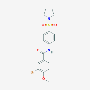 molecular formula C18H19BrN2O4S B322823 3-bromo-4-methoxy-N-[4-(pyrrolidin-1-ylsulfonyl)phenyl]benzamide 