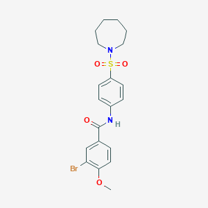 molecular formula C20H23BrN2O4S B322827 N-[4-(azepan-1-ylsulfonyl)phenyl]-3-bromo-4-methoxybenzamide 