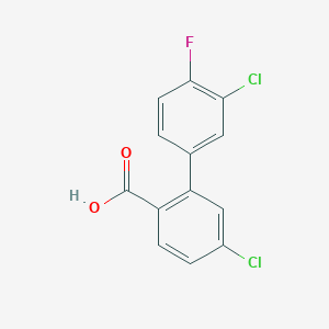 molecular formula C13H7Cl2FO2 B3228281 4-Chloro-2-(3-chloro-4-fluorophenyl)benzoic acid CAS No. 1261962-34-8