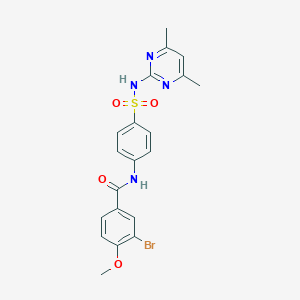 molecular formula C20H19BrN4O4S B322830 3-bromo-N-{4-[(4,6-dimethylpyrimidin-2-yl)sulfamoyl]phenyl}-4-methoxybenzamide 