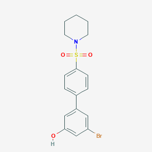 molecular formula C17H18BrNO3S B3228304 3-Bromo-5-[4-(piperidin-1-ylsulfonyl)phenyl]phenol CAS No. 1261983-78-1