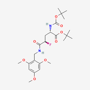molecular formula C24H37FN2O8 B3228354 (2S,4R)-tert-butyl 2-(tert-butoxycarbonylamino)-4-fluoro-5-oxo-5-(2,4,6-trimethoxybenzylamino)pentanoate CAS No. 1262523-70-5