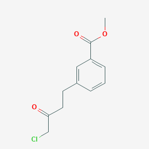 molecular formula C12H13ClO3 B3228483 Methyl 3-(4-chloro-3-oxobutyl)benzoate CAS No. 1263282-67-2
