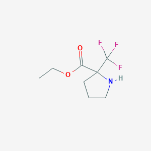 molecular formula C8H12F3NO2 B3228511 Ethyl 2-Trifluoromethyl-pyrrolidine-2-carboxylate CAS No. 1263376-80-2