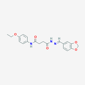 molecular formula C20H21N3O5 B322863 4-[2-(1,3-benzodioxol-5-ylmethylene)hydrazino]-N-(4-ethoxyphenyl)-4-oxobutanamide 