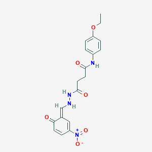 molecular formula C19H20N4O6 B322865 N-(4-ethoxyphenyl)-4-[2-[(E)-(3-nitro-6-oxocyclohexa-2,4-dien-1-ylidene)methyl]hydrazinyl]-4-oxobutanamide 