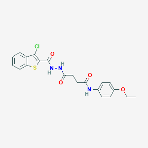 molecular formula C21H20ClN3O4S B322875 4-{2-[(3-chloro-1-benzothien-2-yl)carbonyl]hydrazino}-N-(4-ethoxyphenyl)-4-oxobutanamide 