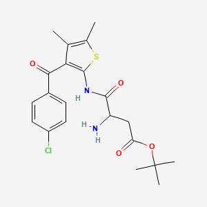 molecular formula C21H25ClN2O4S B3228763 Butanoic acid, 3-amino-4-[[3-(4-chlorobenzoyl)-4,5-dimethyl-2-thienyl]amino]-4-oxo-, 1,1-dimethylethyl ester, (3S)- CAS No. 1268524-66-8