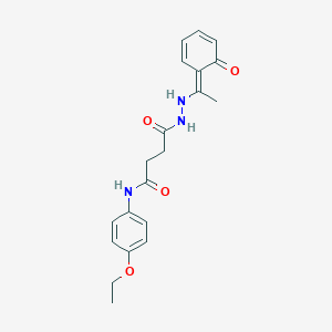 molecular formula C20H23N3O4 B322884 N-(4-ethoxyphenyl)-4-oxo-4-[2-[(1E)-1-(6-oxocyclohexa-2,4-dien-1-ylidene)ethyl]hydrazinyl]butanamide 
