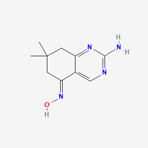 molecular formula C10H14N4O B3228851 5-(Hydroxyimino)-7,7-dimethyl-5,6,7,8-tetrahydroquinazolin-2-amine CAS No. 126993-23-5